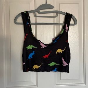 SHEIN Lettuce Hem Dinosaur Print Tank Top & Shorts Set